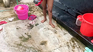 Amateur Desi Hot Step Stepmom Big Ass Big Nipple Outdoor Shower Exclusive Scene Captured by Her Step Stepson