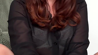 Special Therapy Session. Footjob in Shiny Brown Tights POV