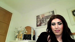 Sissy crossdresser swallows her cum