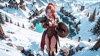 Illicit Leather Armor Seduction in Medieval Village. Cold Queen Unzips Her Gear & Goes Wild!