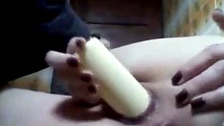 Russian Webcam Girl Anal Play with a Bottle