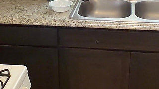 In the Kitchen Cooking and Preparing Food Booty Naked!