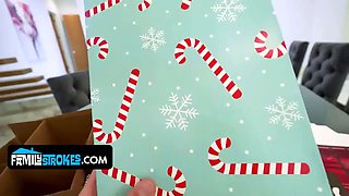 Innocent liz begs step-father to be her first ever on christmas eve