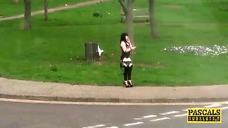 Sperm degustating subslut tied up and jammed hard by maledom