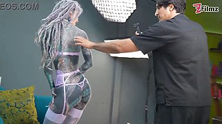 Interview ends us with wild fuck, ballsucking and creampie!