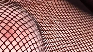 Black Fishnets & Pink Crotchless Pantyhose