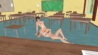 Animated 3D Lesbian Porn - Facesitting Pussy Licking Multiple Orgasms in Classroom