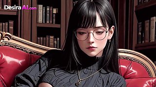 3 DIMENSIONAL Librarian Glides Humid Cunt On Bone Inbetween Ancient Books