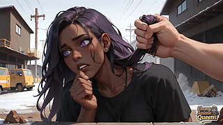 The Best Ebony Fucky-fucky on a Snowy Street! the Purple-haired Queen's Pleasure in Ebony XXX.