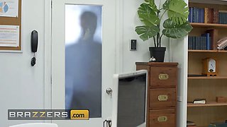 Brazzers - Angel Wicky swallows her employee's big penis through a gloryhole then slides it inwards her greedy cunt