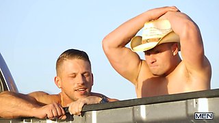 Horny cowboy tries it in the ass after he fucks ass too