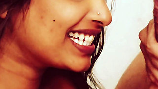 Aman put a cock in Tejaswini's mouth and she sucked it