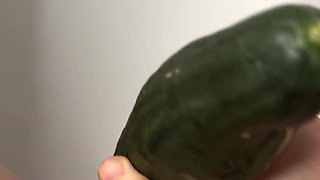 Cucumber Is Too Big for My Pussy