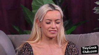 SPH amateur porn CFNM babe jerking lil dick of fleshy guy