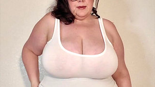 Big BBW Tits in Sheer White Tank Top