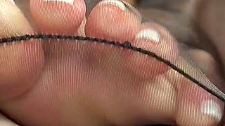Adeline Murphy Teases & Does a Black Nylon Footjob