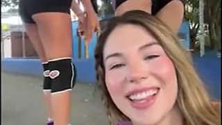 Naughty Latinas Flash Tits in Public - Before Lesbian Threesome with Dripping Pussies: Porn