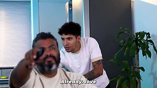 Horny latina stepmom enjoys while being fucked by her stepson while her hubby can't see them