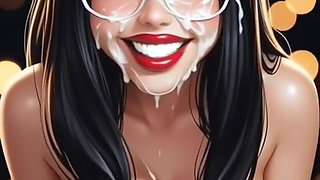 Funny Brunette Looking at Camera (Ai Animation)