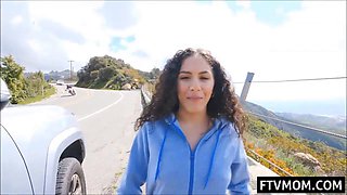 Big-Tits Latina Milf Flashes Ass