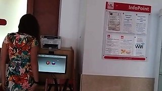 Public Nudity in a Hotel Lobby - No Panties Flash