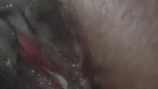 Closeup Fucking My Black Pussy with White Didlo