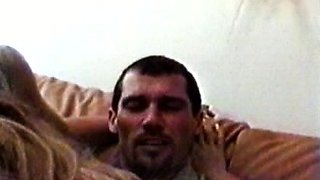 Amateur girlfriend threesome blowjob with cumshot