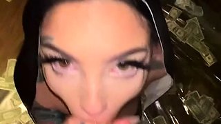 Public blowjob from an amateur brunette babe in POV video