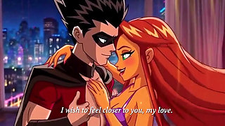 STARFIRE & ROBIN STEAMY PENTHOUSE ROMANCE - Hot 3D Anime Couple