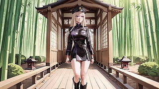 Blonde Valkyrie's Undressing Moment, That Great-slit Black Uniform Is Insane!