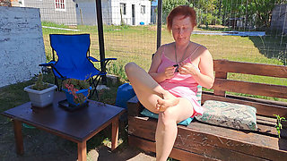 Real Amateur Outdoor Solo: Small Vibrator, Big Pleasure in a Sunny Garden