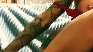 Secret College Webcam Tape Red Lingerie Solo Masturbation and Dildo Climax