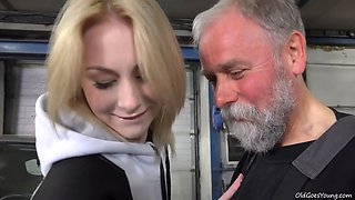 Frances takes advantage of old heads teenie dude to land plum job