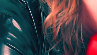 Tearing off Clothes and Rough Fuck in a Hairy Pussy, Facial. Big Ass MILF in Shiny Black Pvc Catsuit Used Like a Slut