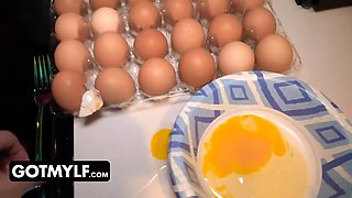 Mischievous stepson tricks his cool cougar stepmom to pray him to stick his sausage inwards her juicy twat