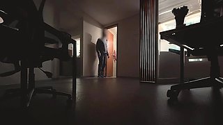 Coworkers Use Empty Office on Holiday – Standing Boink by the Kitchen Door Finishes with Jism on Her Face