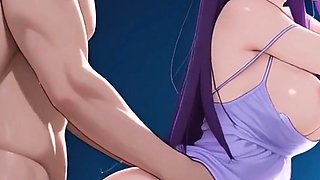 Purple Haired Hentai Girl Fucked From Behind