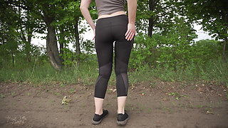 PAWG MILF Walks Outdoors and Teases Panty Lines
