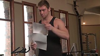 Muscle Gym Stud Aarin Asker Stretched by Connor Maguires Giant Cock in Bondage