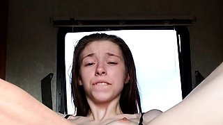 Small titted brunette amateur anal nailed at home