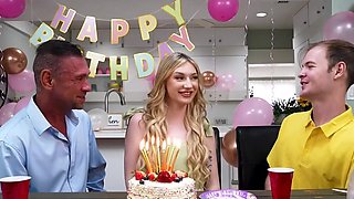 Stepdad fucks a cute girl with small tits almost TOO hard