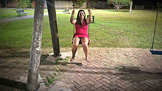 Nicoly Mattos Flashing Hairy Pussy and Big Tits in Square
