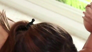 Beautiful babe and blonde play with each other