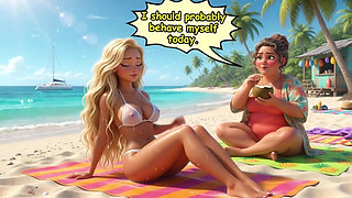 Married Blonde's Beach Tease Becomes Wild House Game with Husband and Young Men (ai Generated)