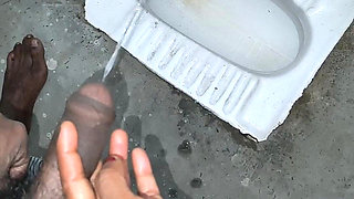 Desi Bhabhi Holding Stepbrother-in-law's Penis and Making Him Pee and Peeing Herself