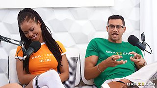The Brazzers Podcast Episode 8 with Interracial Threesome starring Alex Jones, Ebony Kira Noir, and Busty Latina Violet Myers