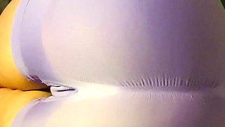 Perfect Cameltoe in Tight Purple Yoga Shorts