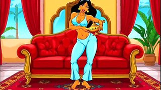 Princess Jasmine pussy rubs magic lamp for hot hentai pleasure - Octopussy cartoon sex parody