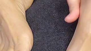 Hot Housewife Gives Herself a Foot Massage