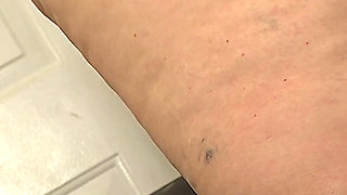 Big Fat Ass White Maid Lady on Step Ladder Cleaning Kitchen Counter in Mini Dress and Panty Pull to the Side - Try Not to Cum